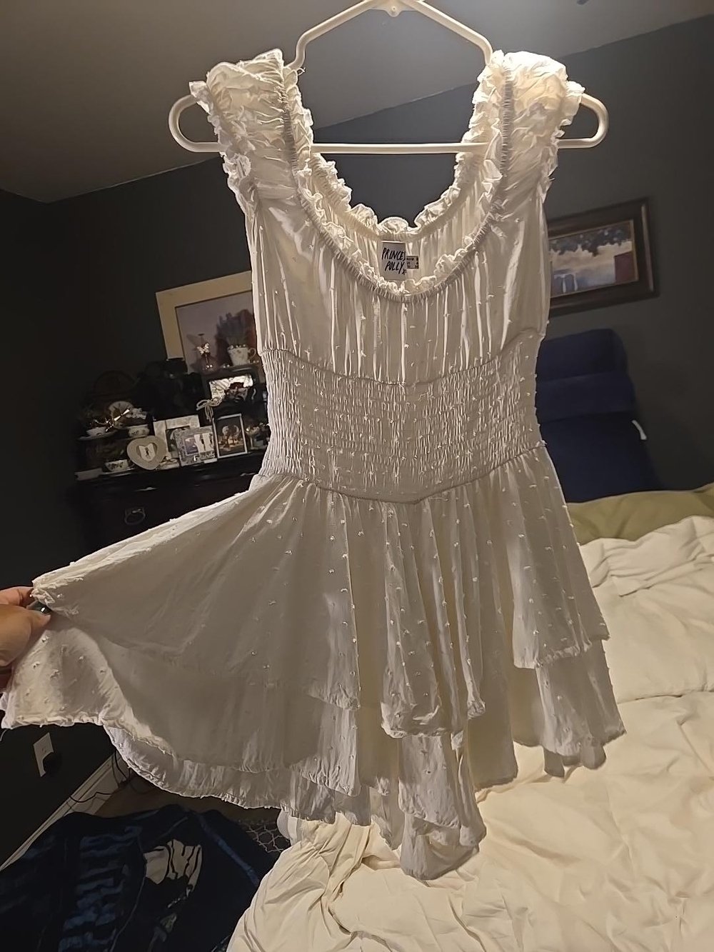 Princess Polly White Ruffled Swiss Dot Romper